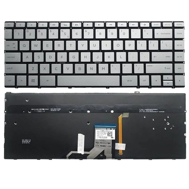 Silver HP Spectre X360 Convertible 13-ac0xx 13-Ap Backlight English keyboard
