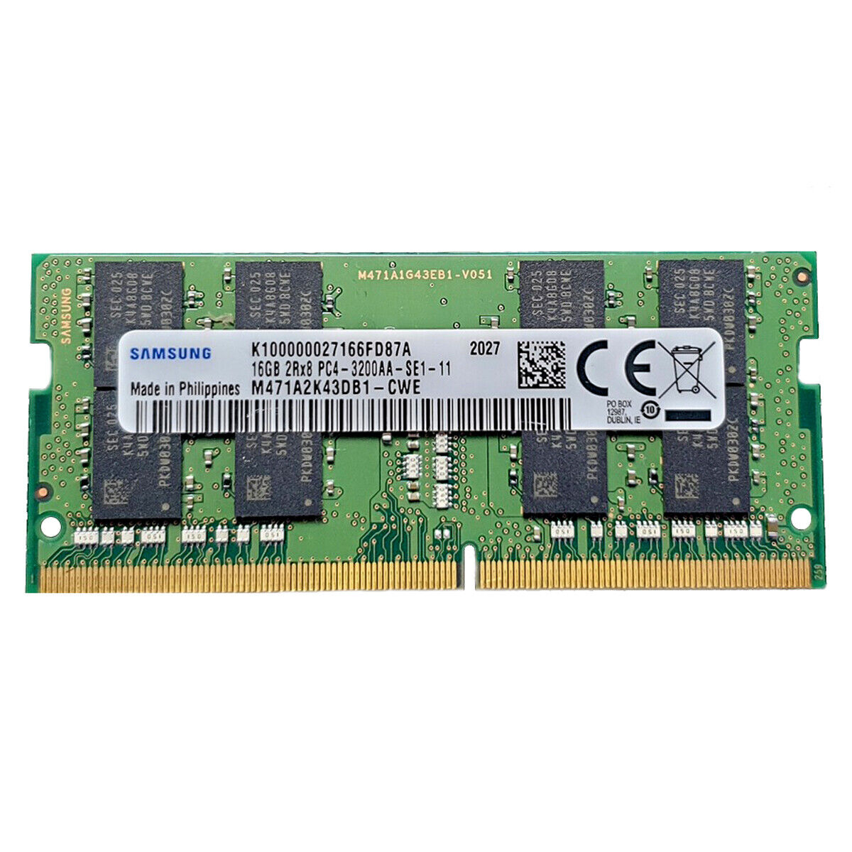 Image 2::Samsung 16GB 2Rx8 PC4-3200AA DDR4 Laptop Memory RAM SO-DIMM M471A2K43DB1